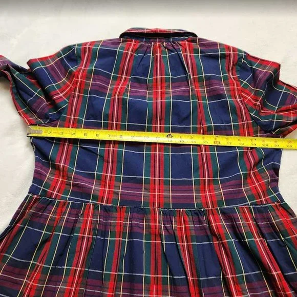 New women's 10 12 14 J Crew Factory cotton mini shirtdress Christmas plaid dress - Picture 8 of 11